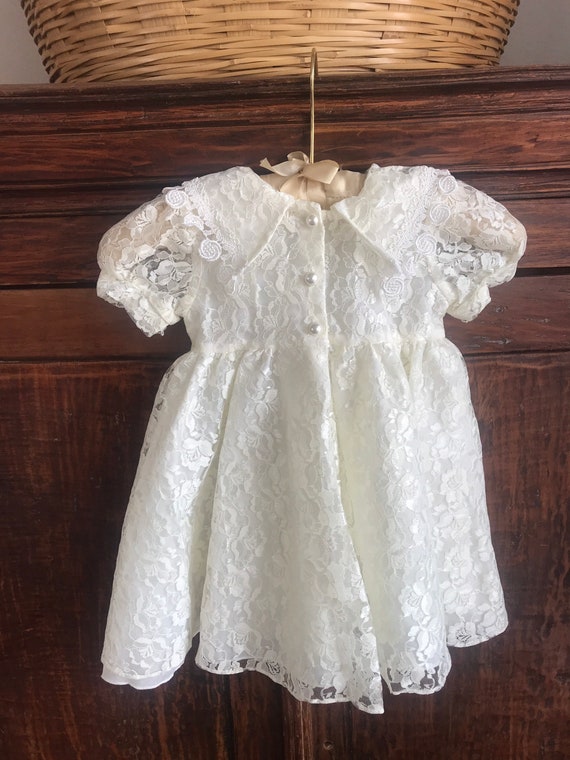 1990’s, Vintage lace toddler girls dress, made in… - image 3