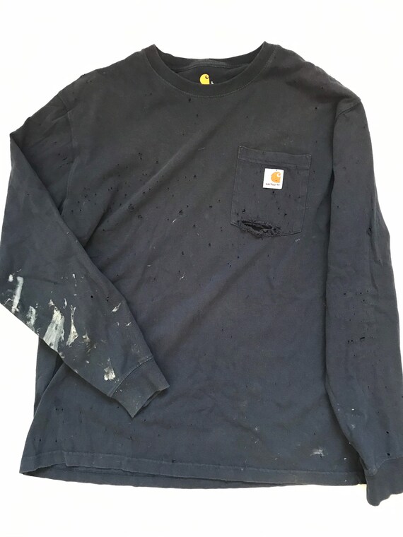 Distressed Carhartt, large, faded navy Carhartt l… - image 4