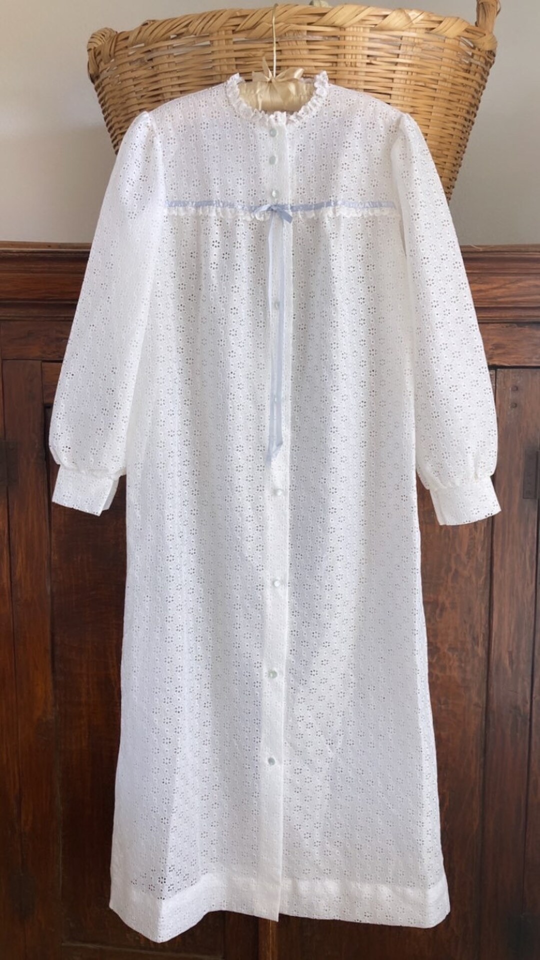1960’s, 1970’s, Vintage Jennifer Dale, Eyelet Lace Peignoir, Dressing ...
