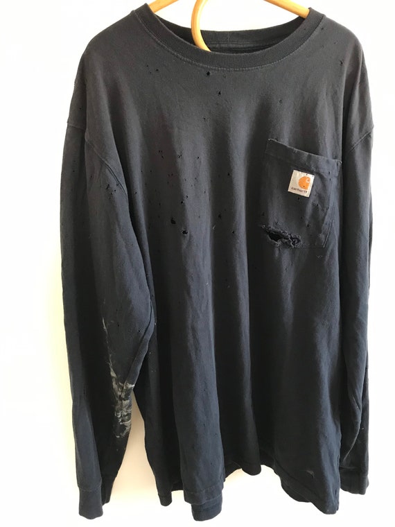 Distressed Carhartt, large, faded navy Carhartt l… - image 6