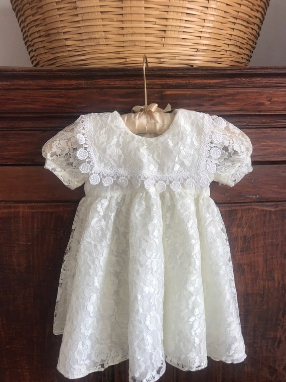 1990’s, Vintage lace toddler girls dress, made in… - image 1