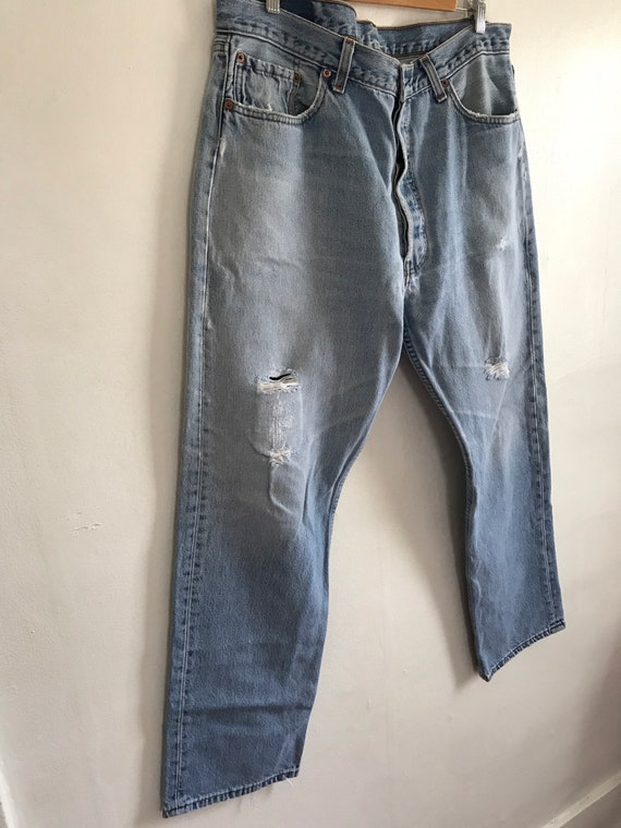 1990’s, Vintage Levis 501 jeans, well worn, holes… - image 6