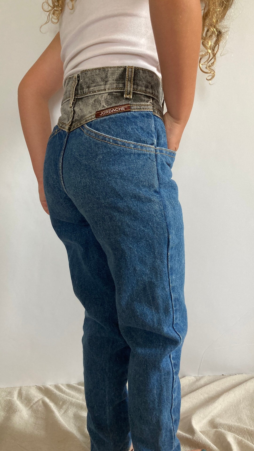 1980s, 1990s, Vintage Jordache Jeans, Two Tone Denim, High Rise Jeans,  Tapered, High Waisted, Rare Retro Kids Jeans, 5T, 6, Usa Made, 20 -   Canada