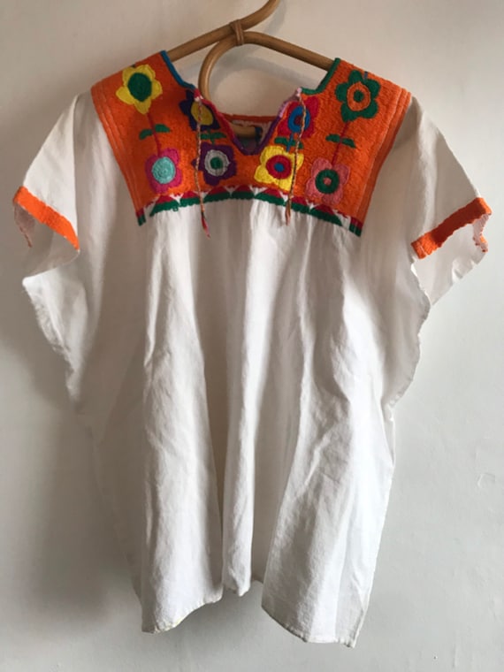 Vintage huipil embroidered blouse, 1960’s, 1970’s,