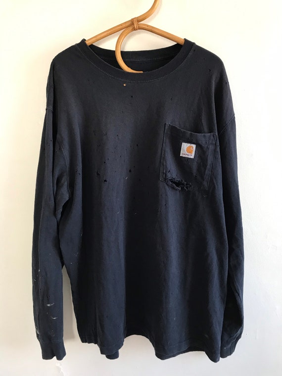 Distressed Carhartt, large, faded navy Carhartt l… - image 1