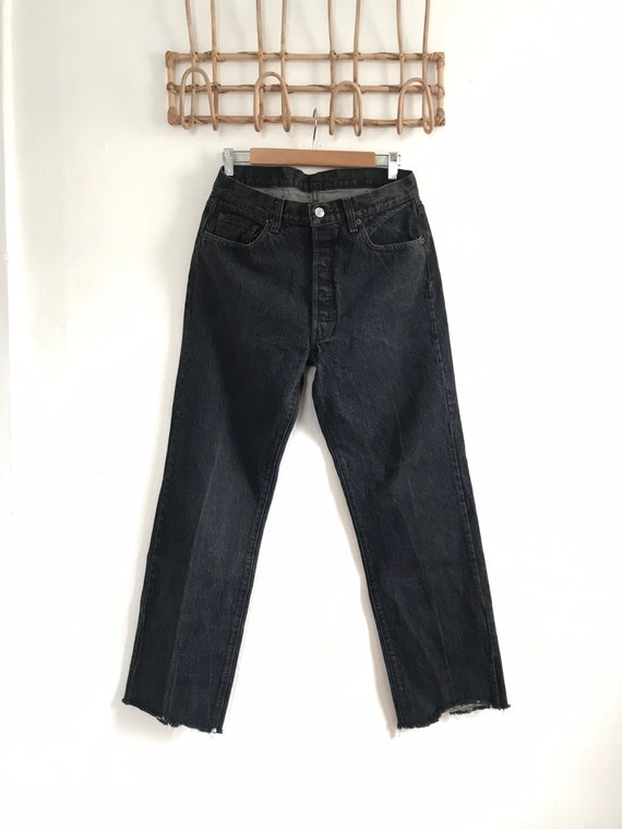 1980's, 90's, Vintage Levis 501 Raw Hem Jeans, Made in USA 1980's, 90's, Vintage Levis 501 Raw Hem Jeans, Made in USA