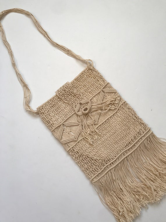 Vintage Macrame Purse, Woodstock Purse, Bohemian … - image 2