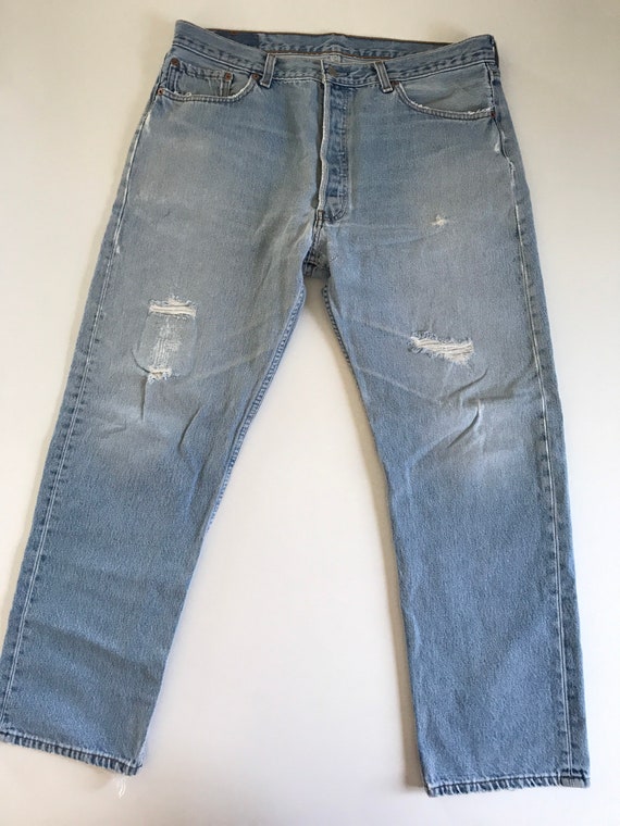 1990’s, Vintage Levis 501 jeans, well worn, holes… - image 5
