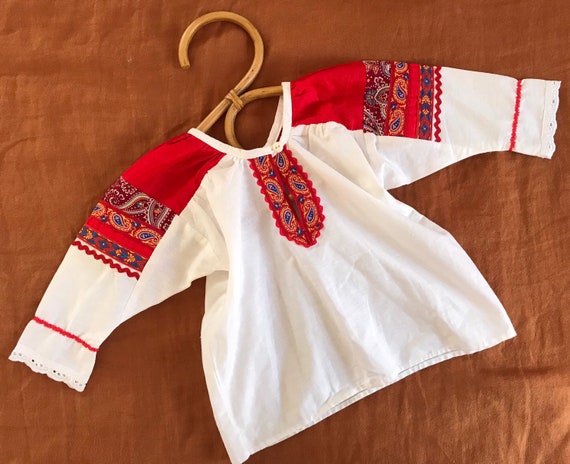 Vintage toddler german blouse, cotton embroidered