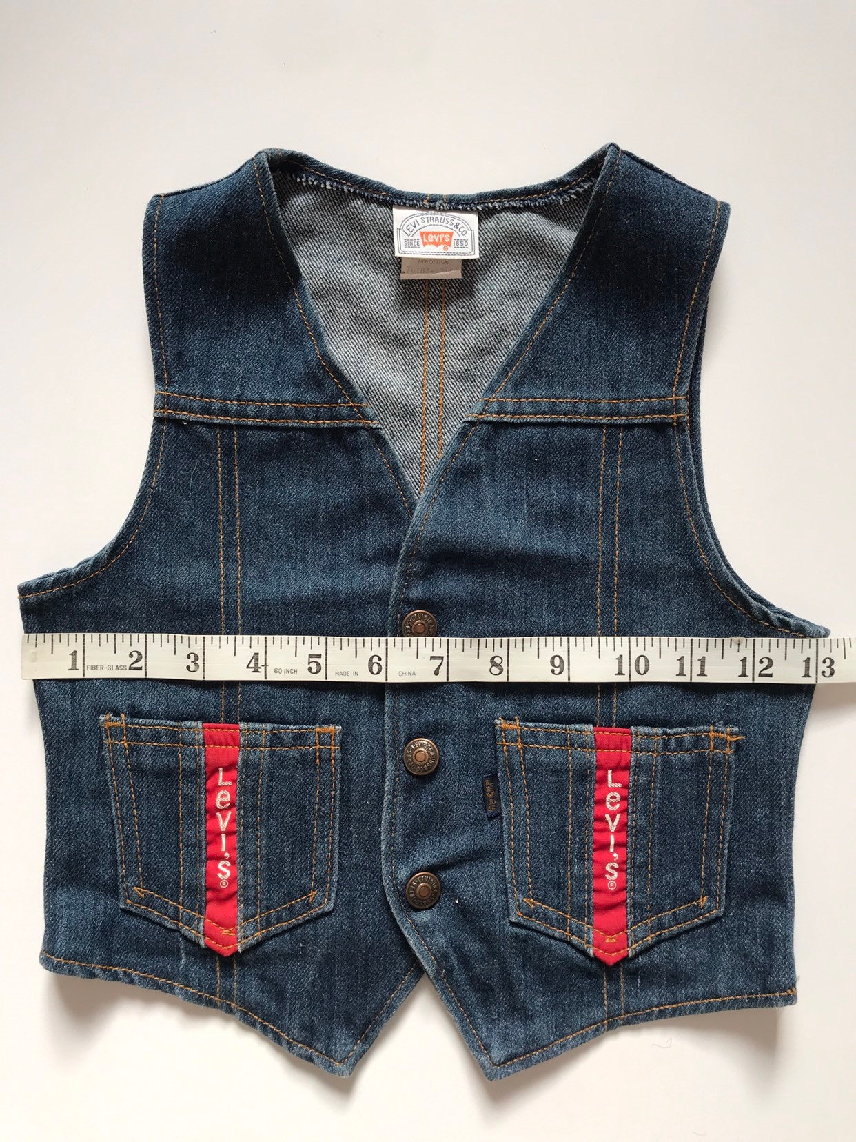 Propuesta elevación Atajos Vintage Levis Big E chaleco de mezclilla niños talla 6 hecho - Etsy España