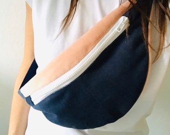 Hipbag blue, pink, white, colorful, velor, fanny pack, belt bag, crossbody bag, waistbag, hipbag