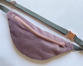 Hipbag altrosa, violett, lila, Flieder, grau, Velour, Bauchtasche, Gürteltasche, Crossbody Bag, Waistbag, Bumbag, Kupfer, rotgold