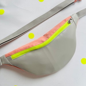 Hipbag neon, velor, imitation leather, belly bag, belt bag, crossbody bag, waistbag, bumbag gray, neon yellow, apricot