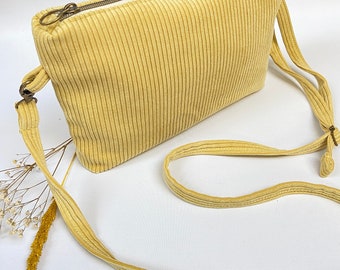 Shoulder bag made of corduroy | Corduroy gold, cream, white, yellow, terrazzo