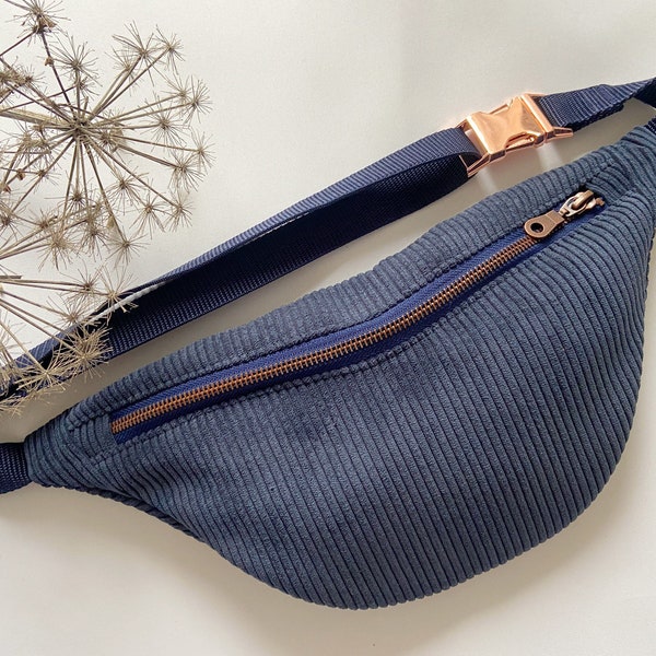 Hipbag dunkelblau | denim | blau, Cord, Bauchtasche, Gürteltasche, Crossbody Bag, Breitcord, Waistbag, Fannybag, Bumbag, Leo