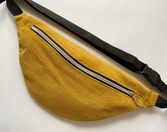 Hipbag Curry Cord, Bauchtasche, Gürteltasche, Crossbody Bag, senfgelb, ocker, Breitcord