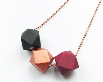 small wooden chain geometric copper-colored