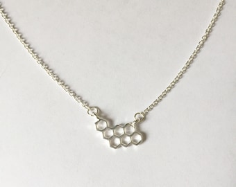 Honeycomb Kette Halskette Hexagon silber