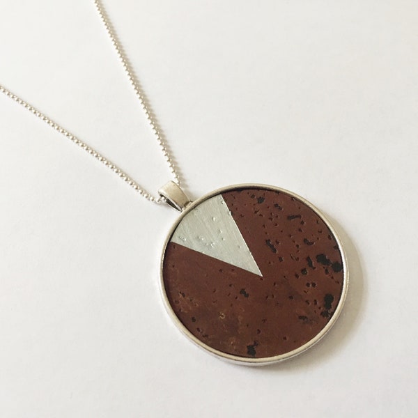 Necklace cork geometric silver