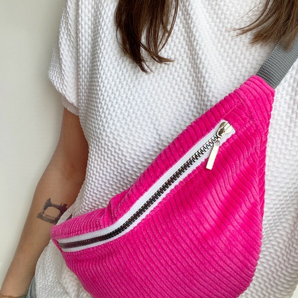 Bauchtasche | Hipbag | Bumbag | Waistbag pink, neonpink, Cord, weiss, Karo, Gitter