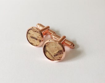 Cufflinks cork copper