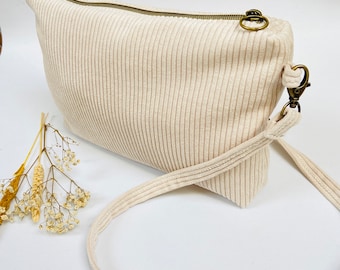 Corduroy shoulder bag | Corduroy gold, cream, white, beige