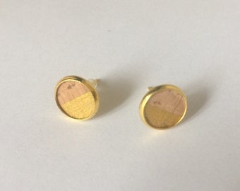 Gold cork earrings