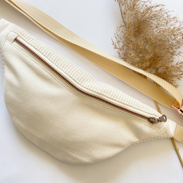 Hipbag creme | beige | braun | kupfer, Velour, Cord, Bauchtasche, Gürteltasche, Crossbody Bag, Waistbag, Hipbag, Bumbag Terrazzo