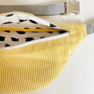 Hipbag Cord yellow, pastel, black, white, silver, grey, bum bag, belt bag, crossbody bag, wide cord, waistbag, bumbag