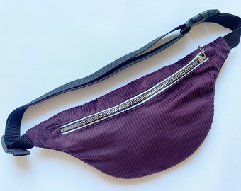 Hipbag Aubergine Cord, Bauchtasche, Gürteltasche, Crossbody Bag, dunkel lila, Microcord