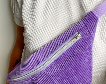 Hipbag corduroy purple | violet | lilac | light purple, belly bag, belt bag, crossbody bag, wide cord, waist bag, bum bag