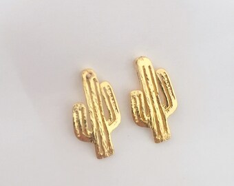 Cactus earrings gold