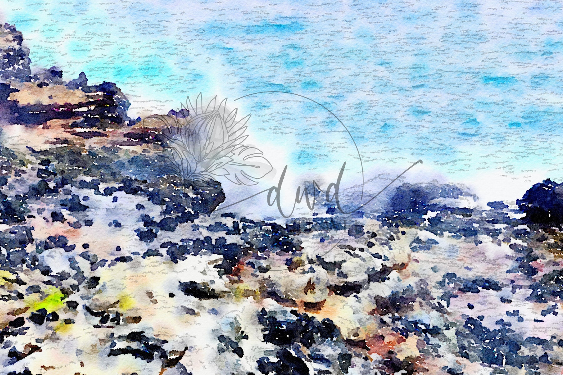 Watercolor Hawaii Ocean Blowhole Art Digital Photo - Etsy 