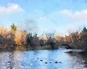 Watercolor Central Park Art Digital Photo