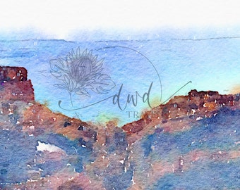 Watercolor Grand Canyon Art Digital Photo