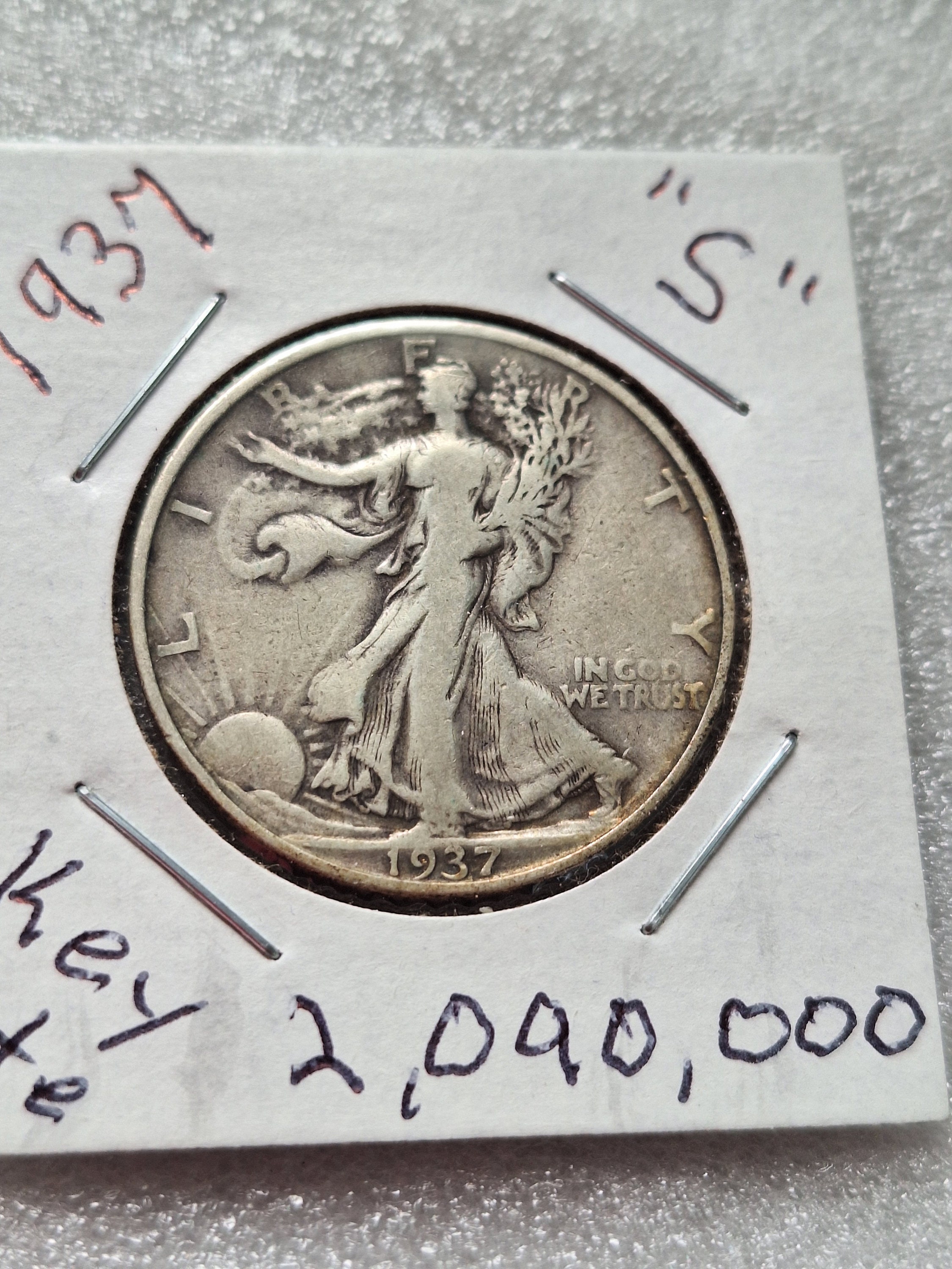 1937 S Walking Liberty Silver Half Dollar