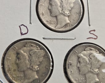 1940 PDS Silver Mercury dimes