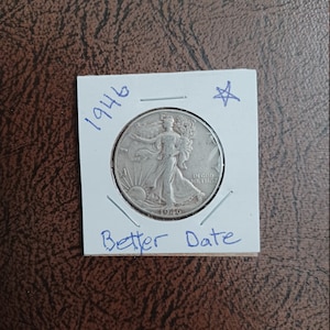 1946 walking liberty silver half dollar, low mintage