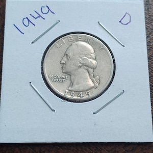 1949d silver Washington quarter, low mintage