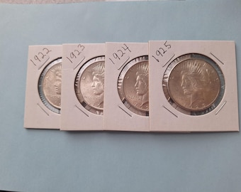 1922, 23, 24, 25 Silver Peace Dollar AU/BU Condition
