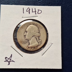 1940 silver Washington quarter, low mintage