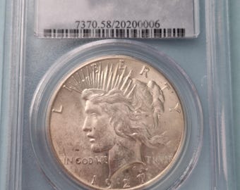PCGS 1927, Silver Peace Dollar AU Condition
