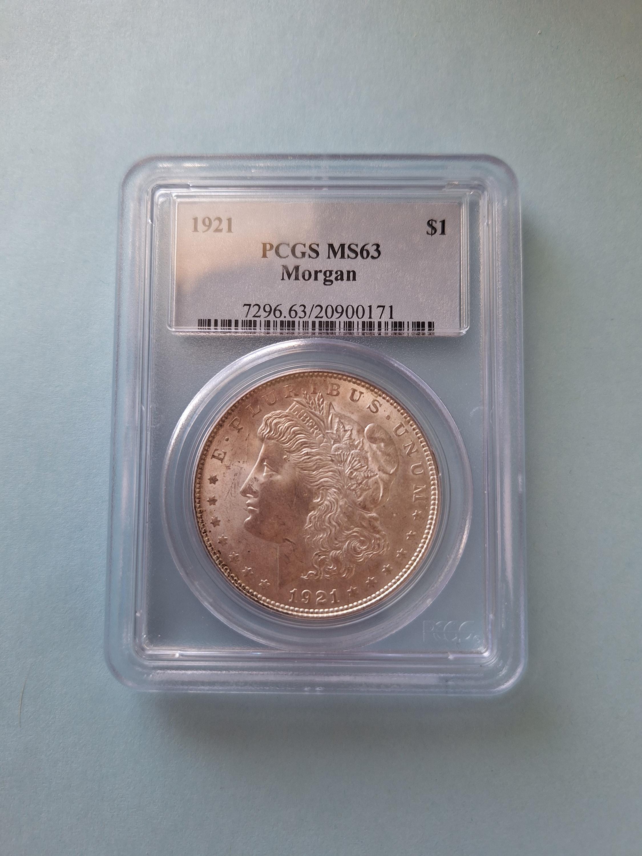 1921 Morgan Silver Dollar PCI MS-63 - US Coin 1921Morgan Silver