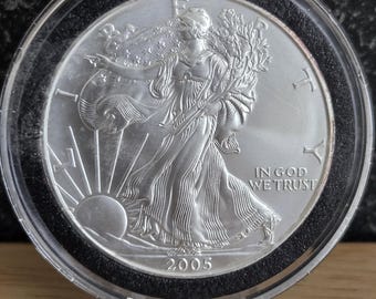 2005, 1 OZ. Silver eagle, .999 pure Silver with special label