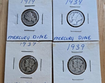 Silver Mercury Dimes, Lot of 4 - Etsy