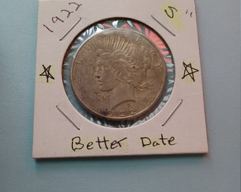 1922 S   Silver Peace Dollar NICE!