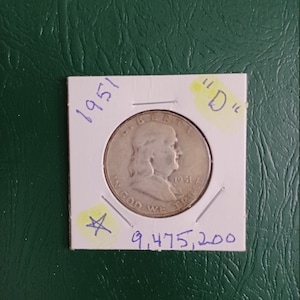 1951d  Franklin half dollar