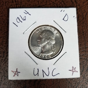 1964-D silver Washington quarter UNC Condition