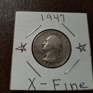 1947 silver Washington quarter, low mintage