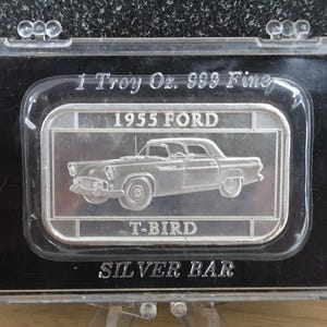 1 OZ. 1955 Ford T-BIRD Silver Art Bar
